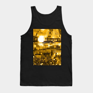 Gold Yellow Mirrored Disco Ball Pattern Tank Top